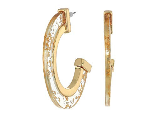 GUESS Resin and Metal C Hoop Earrings Clear One Size