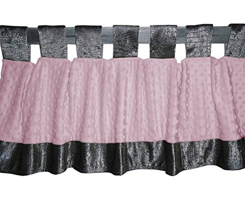 Baby Doll Bedding Croco Minky Window Valance, Grey/Pink