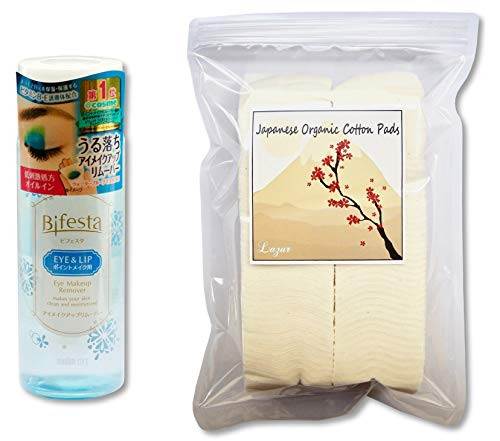 Bifesta Mandom Eye Makeup Remover 145ml Lazur Japanese Organic Cotton Sheets 90 Pieces 100 Organic Unbleached