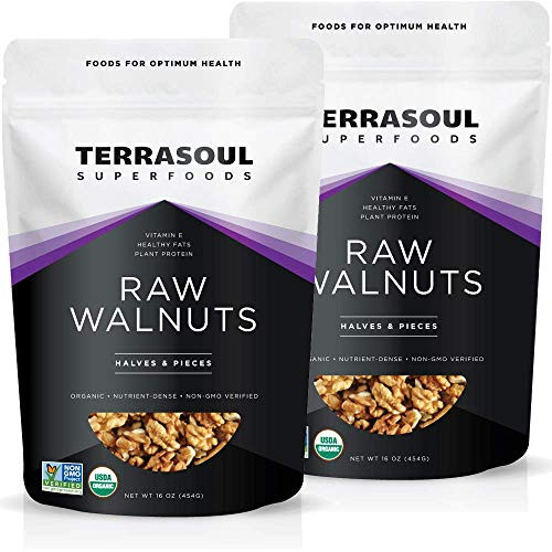 Terrasoul Superfoods Organic Raw Walnuts 2 Lbs 2 Pack  Chandler Variety  Fresh  Light Color