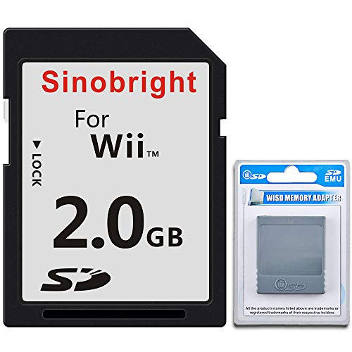 Sinobright SD Card 2GB Wii Standard SD 2G Memory Cards with Card Adapter Reader Converter for Nintendo Wii NGC Gamecube Console
