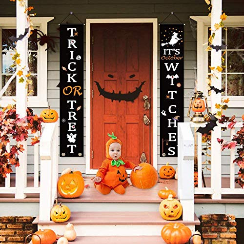 2pcs Halloween Decorations Outdoor Trick or Treat Witches Halloween Banner Signs for Front Door or Indoor Home Decor Porch Decorations Halloween Welcome Signs 2pcs Halloween Decorations Outdoor Trick or Treat Witches Halloween Banner Signs for Front Door or Indoor Home Decor Porch Decorations Halloween Welcome Signs
