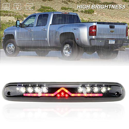 Sanzitop Fit for 20072013 Chevy SilveradoGMC Sierra 1500 2500HD 3500HD Third Brake Light High Mount Brake Light Cargo Light Replace 25890530 531066 531067 Black Housing Smoke Lens