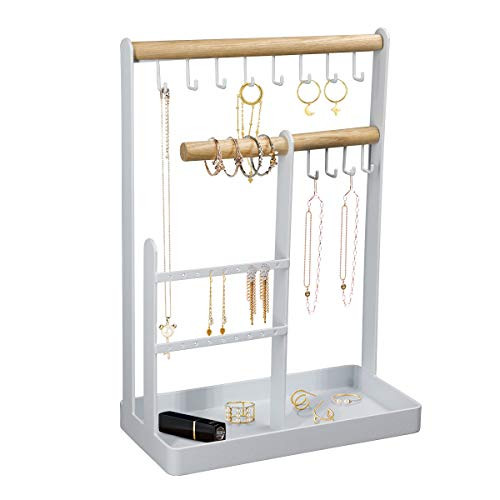 AMAZINGCATS Jewelry Organizer Earring Holder Wall Stand Necklace Hanger Bracelets Display White Metal and Wood AMAZINGCATS Jewelry Organizer Earring Holder Wall Stand Necklace Hanger Bracelets Display White Metal and Wood