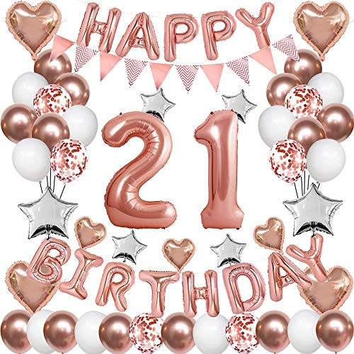Rose Gold 21st Birthday Decorations for Women Girl21st Birthday Balloons Supplies for Her 21 Rose Gold Number Balloon Happy Birthday Banner Confetti Balloons Star Heart Foil Balloons Rose Gold 21st Birthday Decorations for Women Girl21st Birthday Balloons Supplies for Her 21 Rose Gold Number Balloon Happy Birthday Banner Confetti Balloons Star Heart Foil Balloons