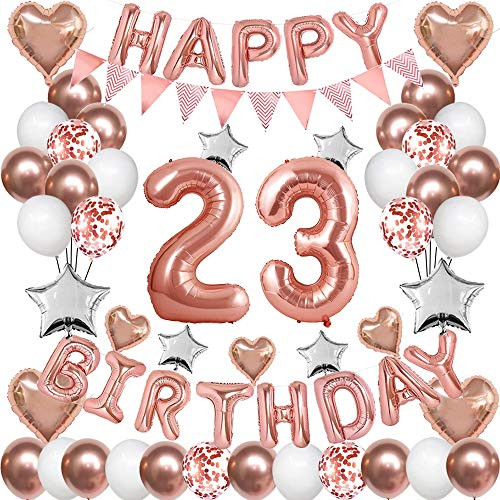 Rose Gold 23rd Birthday Decorations for Women Girl23rd Birthday Balloons Supplies for Her 23 Rose Gold Number Balloon Happy Birthday Banner Confetti Balloons Star Heart Foil Balloons Rose Gold 23rd Birthday Decorations for Women Girl23rd Birthday Balloons Supplies for Her 23 Rose Gold Number Balloon Happy Birthday Banner Confetti Balloons Star Heart Foil Balloons