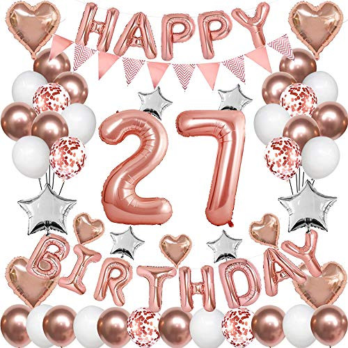 Rose Gold 27th Birthday Decorations for Women Girl27th Birthday Balloons Supplies for Her 27 Rose Gold Number Balloon Happy Birthday Banner Confetti Balloons Star Heart Foil Balloons Rose Gold 27th Birthday Decorations for Women Girl27th Birthday Balloons Supplies for Her 27 Rose Gold Number Balloon Happy Birthday Banner Confetti Balloons Star Heart Foil Balloons