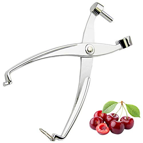 Gxhong Cherry Pitter Tool Cherry Stoner Pitter Core Remover Heavy Duty Zinc Alloy Cherry Olives and Plums Core or Seed Remover Olive Pitter Tool Silver