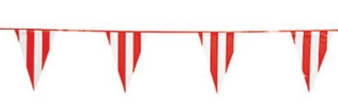 Fun Express - 100 Foot Red and White Pennant Banner - Carnival Banner,1-Pack