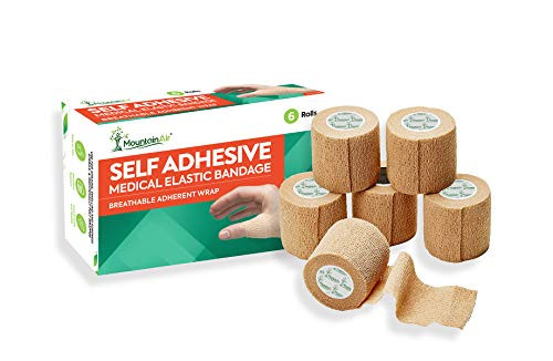 Self Adhering Bandage Wrap  Cohesive Bandage  Sport Bandage Wrap  Elastic Sterile Latex Free Flex Wrap Bandage for Ankle Sports Injury  Self Adhesive Wrap for Vets  2 inch by 5 Yards  6 Rolls