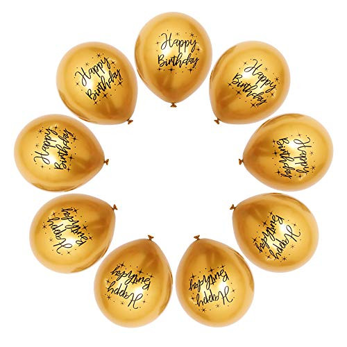 50Pcs Print Happy Birthday Balloons 12Inch Metallic Chrome Balloon in Gold for Birthday Party Decoration Gold 50pcs