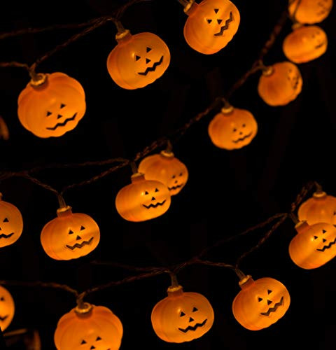 Halloween String Lights LED Pumpkin Lights Holiday Lights with 2 Modes Steady onFlash for Halloween Indoor Outdoor Decorations 20 LED Lights 98 FT String