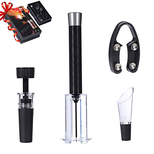 LaGoldoo Air Pressure Pump Wine Opener Set of 4 with Foil Cutter  Wine Pourer  Vacuum Stopper Handheld Wine Bottle Cork Remover Accessory Tool with Gift Box