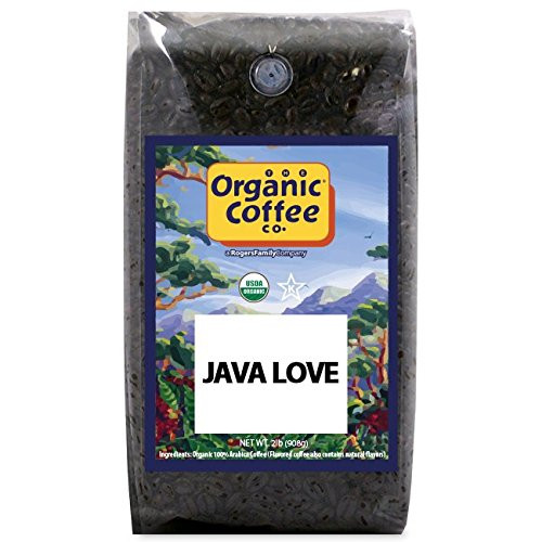 The Organic Coffee Co Java Love Whole Bean Coffee 2LB 32 Ounce Medium Light Roast USDA Organic