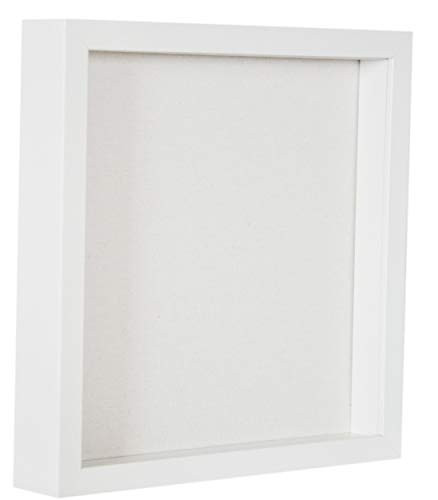 Display BoxShadow Box Frame Wood deep Depth with Linen Back Easy Hanging Perfect for Display Photos Medals Awards Tickets White 10x10