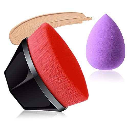 Foundation Brush PetalShaped Makeup Brush Foundation Makeup Brush Suitable for Mixed Liquid Cream or Flawless Powder Cosmetics Multifunctional Makeup Brush Red