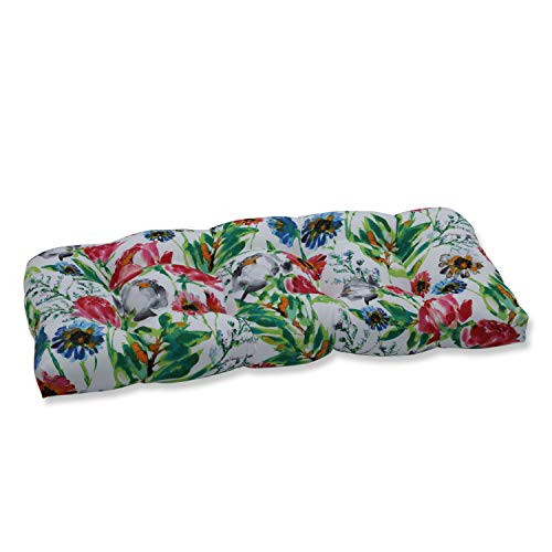 Pillow Perfect OutdoorIndoor Flower Mania Petunia Tufted Loveseat Cushion 44 x 19 Pink