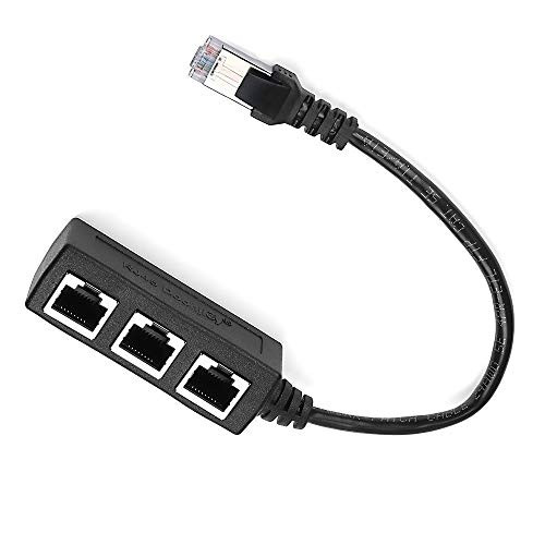 RJ45 Ethernet Splitter Cable RJ45 Network 1 Male to 3 Female Ports Ethernet Splitter Extension Cable Socket Adapter Interface for Cat5 Cat5e Cat6 Cat7 Network Extender Plug LAN Cable Connector
