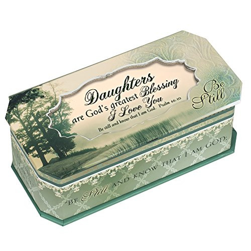 Daughters Are God's Greatest Blessing Be Still Petite Belle Papier Musical Keepsake Jewelry Box - Plays Song Amazing Grace