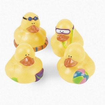 One Dozen (12) Mini BEACH Rubber Duckie Ducky Duck Party Favors