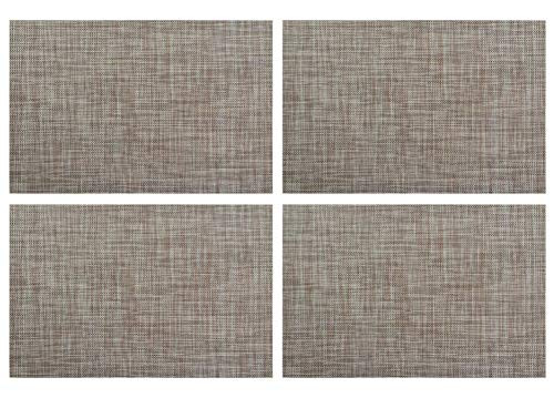 AMZMOO Set of 4 Placemats,Placemats for Table Woven Vinyl Kitchen Placemats,Dining Table Mat Anti-Slip,Heat insulation,Table Mats set of 4(Gold+Grey)