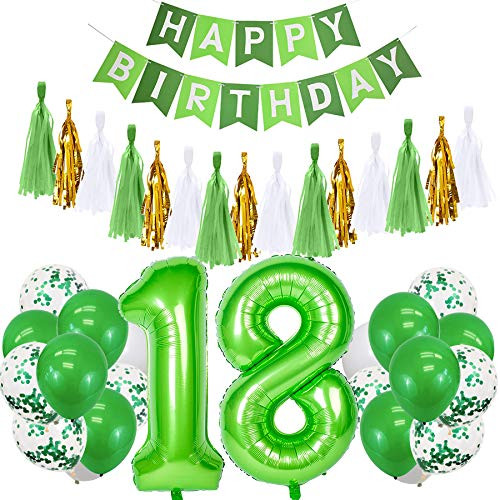 18th Birthday Decorations for Girls 18th Birthday Balloons Green 18th Birthday Decorations for Her 18th Birthday Balloons18th