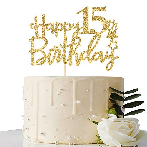 Gold Glitter Happy 15th Birthday Cake Topper 15 Cake Topper 15th Birthday Party Supplies 15th Birthday Party Decorations Gold Glitter Happy 15th Birthday Cake Topper 15 Cake Topper 15th Birthday Party Supplies 15th Birthday Party Decorations