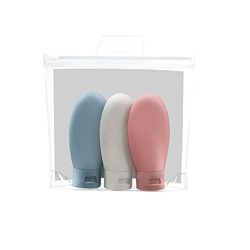 3 Travel Bottles Set with Case HYCOPROT Portable Leak Proof Refillable Travel Toiletries Containers for Shampoo Conditioner Lotion Multicolor