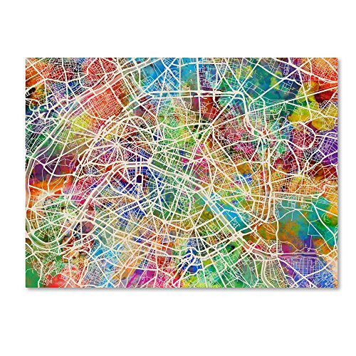 Paris France Street Map by Michael Tompsett, 18x24-Inch Canvas Wall Art Paris France Street Map by Michael Tompsett, 18x24-Inch Canvas Wall Art