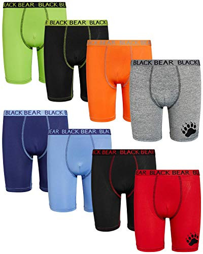 Black Bear Boys Performance DryFit Compression Long Boxer Brief 8 Pack Solids Size Small 46