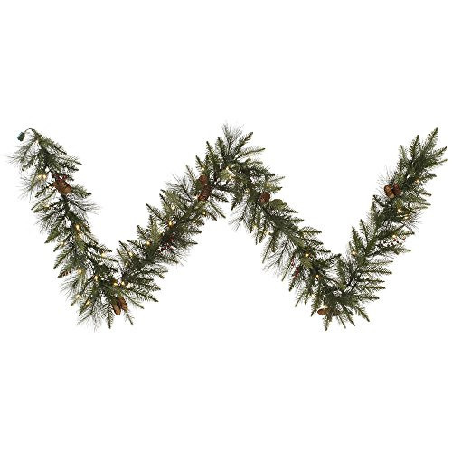 Vickerman 9' x 12" Vallejo Mixed Pine and Berry Garland with 50 Clear lights