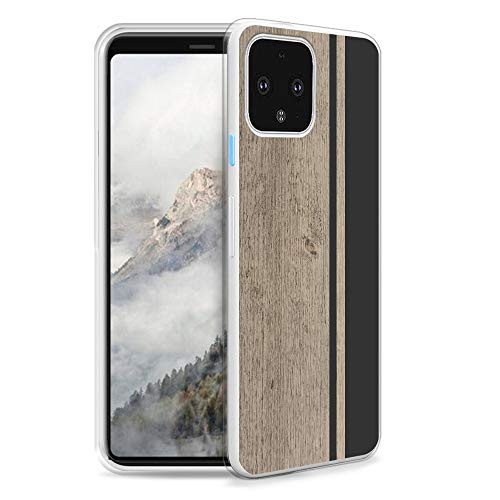HELLO GIFTIFY Phone Case Compatible with Google Pixel 4 XL 63 inch 2019 Clear Soft TPU Gel Protective Rubber Cover Black and Wood Men Case Designed