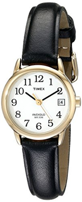 Timex Womens T2H341 Easy Reader Black Leather Strap Watch