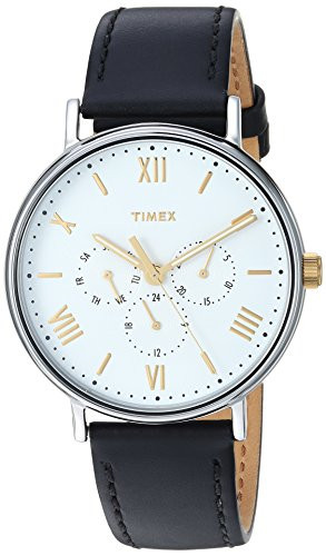 Timex Mens TW2R80500 Southview 41mm Multifunction BlackWhite Leather Strap Watch