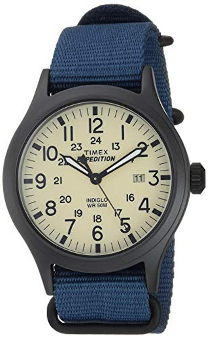 Timex Mens TW4B15600 Expedition Scout 40mm BlueBlackCream Nylon SlipThru Strap Watch