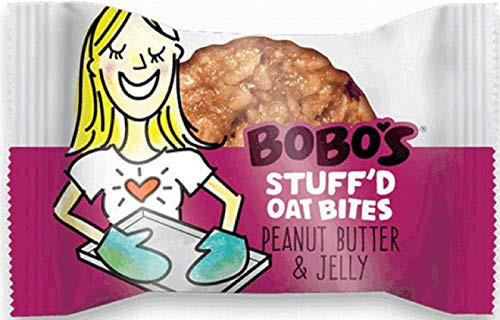 Bobos Oat Stuffd Bites Peanut Butter  Jelly 30 Pack Box of 13 oz Bites Gluten Free Whole Grain Rolled Oat Snack Great Tasting Vegan OnTheGo Snack Made in the USA
