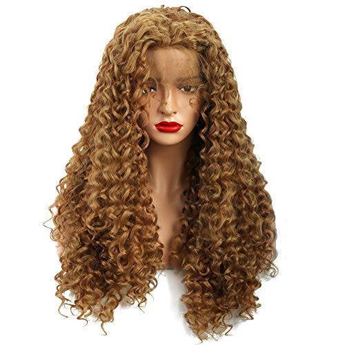 Wiginway Synthetic Lace Front Long Afro Kinky Curly Wigs For Women Strawberry Blonde With Babyhair Lace Front Wigs