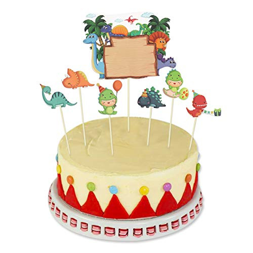 Dinosaur Cake Topper  Lifenjoy Happy Birthday Cupcake Toppers for Kids Birthday Baby Shower Party Supplies