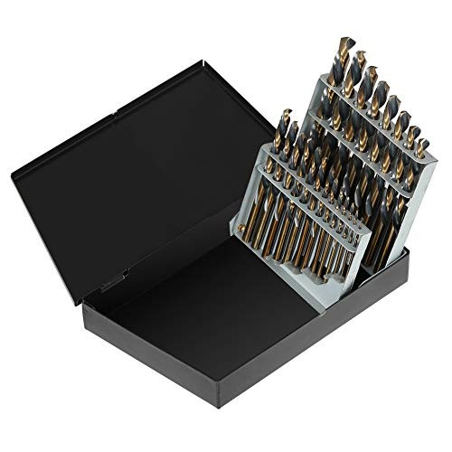 COMOWARE Left Hand Drill Bit Set 21 Piece High Speed Steel Black and Gold Size 11638