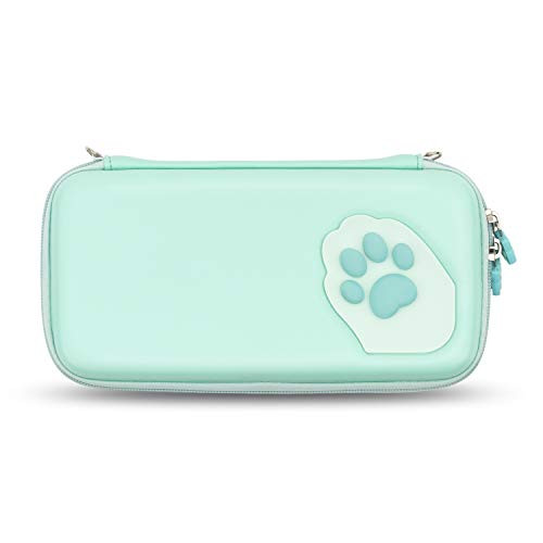 Geekshare Pink Cute Cat Paw Case for Nintendo Switch  Portable Hardshell Slim Travel Carrying Case fit Switch Console  Game Accessories  A Removable Wrist Strap Green