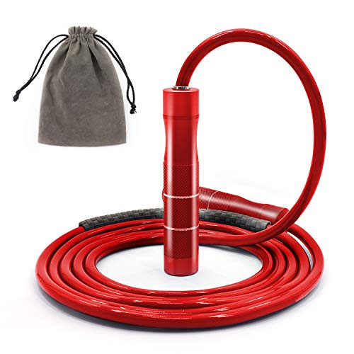 Vivitory Jump Rope Ball Bearings TangleFree Rapid Speed Cable Skipping Rope Adjustable Jumping Ropes for Men Women and Kids Red Vivitory Jump Rope Ball Bearings TangleFree Rapid Speed Cable Skipping Rope Adjustable Jumping Ropes for Men Women and Kids Red