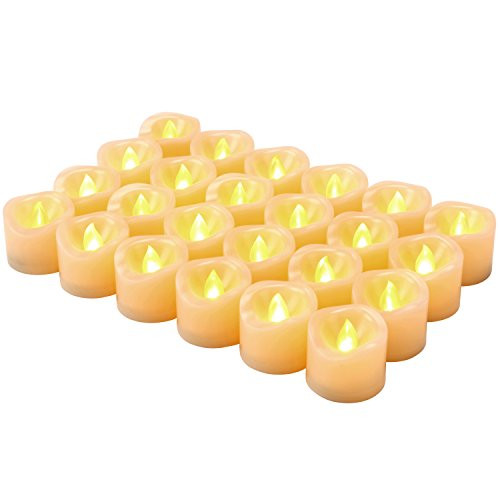 Kohree Flameless Flickering Votive Tea Lights Candles Bulk Battery Operated LED Candles/Flickering Tealights for Garden Wedding,Party,Festival Decorations Pack of 24(Batteries Included)