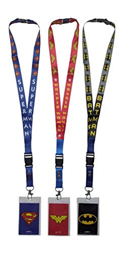 DC Comics ID Badge Holder Lanyard 3pk Bundle Superman Wonder Woman Batman