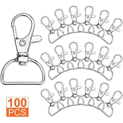 Acrux7 Swivel Clasps D Ring Metal Lobster Claw Clasps Lanyard Snap Hook for Crafting  DIY Lanyard Making 100 Pack