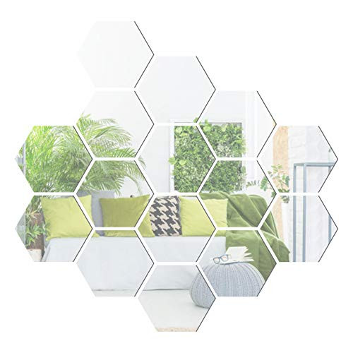 Yusylvia 1set of 12PCS Hexagon Decorative 3D Acrylic Mirror Wall Stickers Living Room Bedroom Home Decor Room Decoration Large