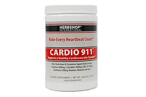 Cardio 911® Heart Health  Nitric Oxide Supplement  1682 Ounce Powder with Scoop  Tart Cherry Flavor LArginine 5000 mg and LCitrulline 1000 mg Combo Pack of 1