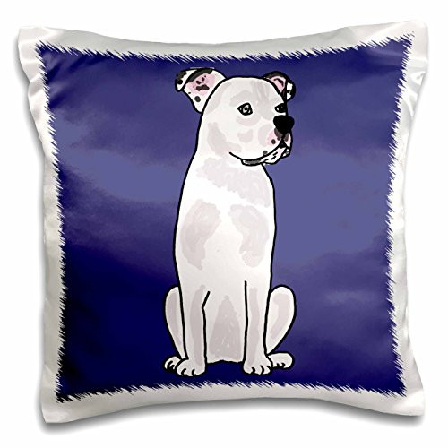 3dRose Cute White American Bulldog Art-Pillow Case, 16 by 16" (pc_200151_1)