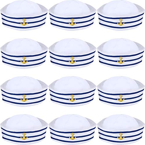 Blue with White Sail Hats Navy Sailor Hat for Costume Accessory Dressing up Party 12 Packs
