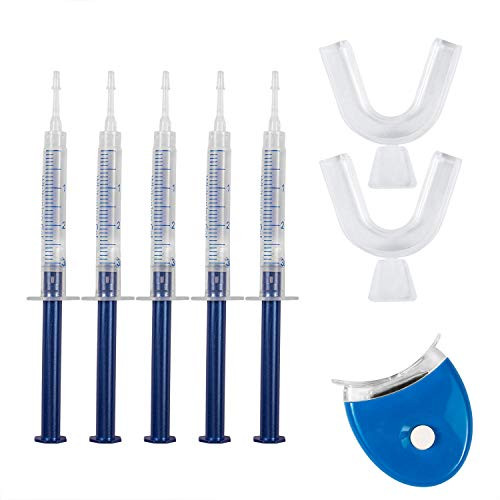 MayBeau Teeth Whitening Gel Kit With Reusable Led Accelerator Light with 10 Of 3 ml Gel Syringes and 2 Of Tray and Case for Tooth Whitening