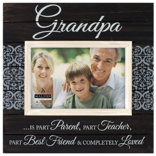 Malden International Designs Sun Washed Words Grandpa Distressed Black Picture Frame, 4x6, Black